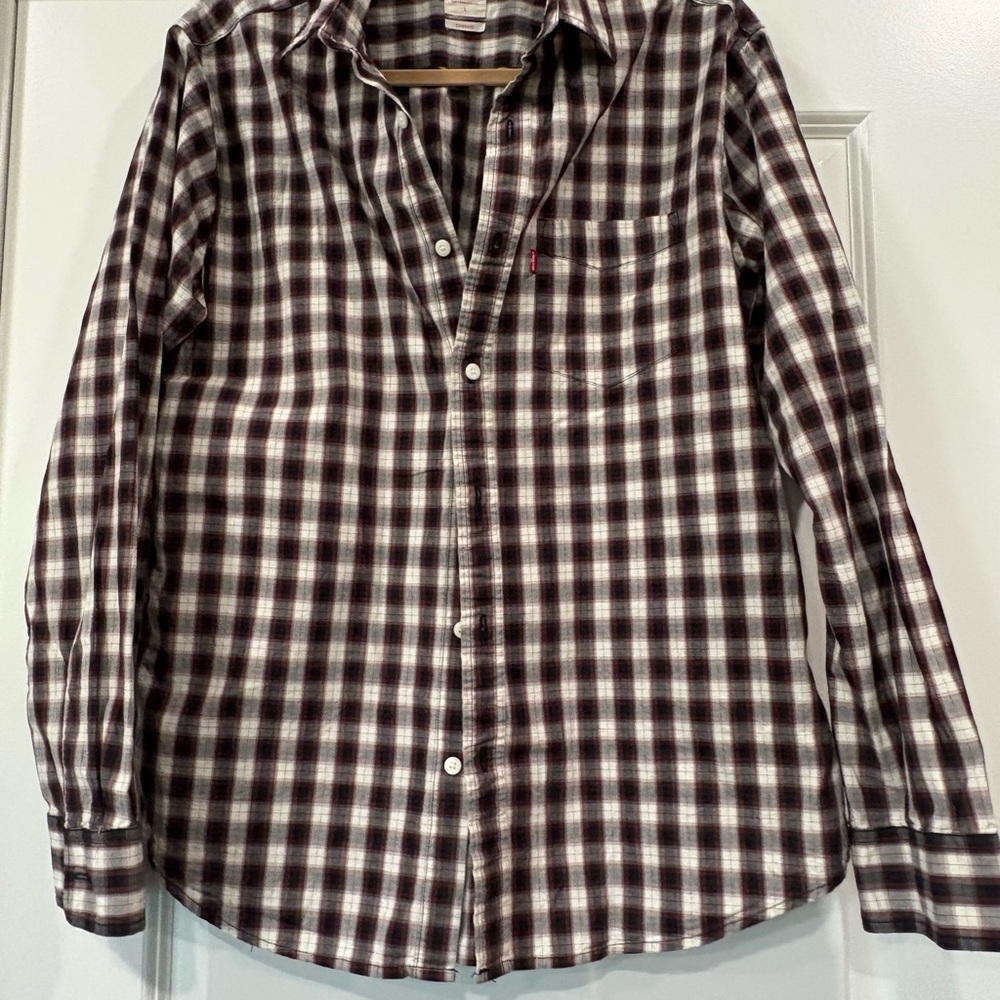 Levi's Men's Plaid Shirt - Black and White